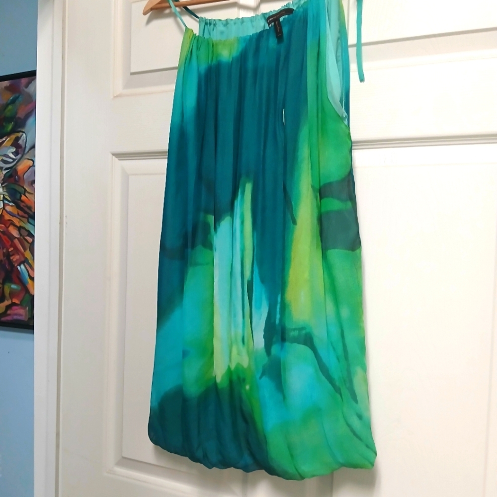 BCBGMaxAzria Aqua and Teal Silk Blend Dress
